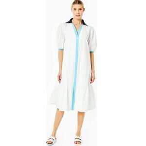 Addison Bay Isle Puff Sleeves Button Down Collared Shirt Dress Tuckernuck NWT